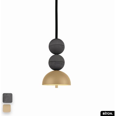 Lampe de suspension en béton - BOSFOR CONCRETE ANTHRACITE - AMANDE 2 BALLES LED 14W (1/3)