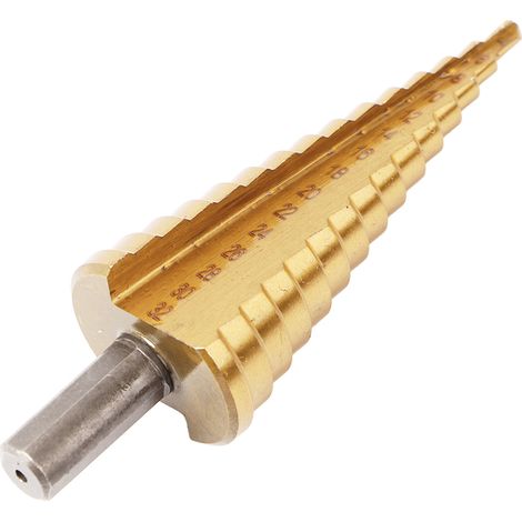 Foret étagé à queue hexagonale HSS, 4–32 mm, goujure droite, 15 étapes, pour le travail du bois (1/5)