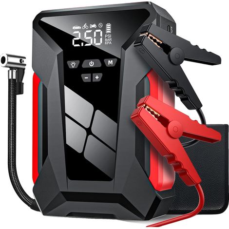 Démarreur de voiture, capacité de 10000mAh, courant de crête de 1200A, tension de sortie de 12V, dimensions compactes, appareil multifonction (1/5)
