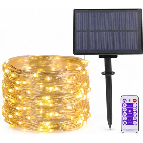Guirlande Lumineuse Solaire LED avec Télécommande, 200 LED Blanc Froid, 8 Modes, Décoration Extérieure Noël (1/5)