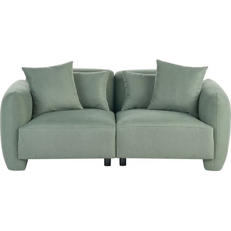 Sofá tapizado minimalista de perfil bajo 3 plazas asiento profundo verde claro Eknes