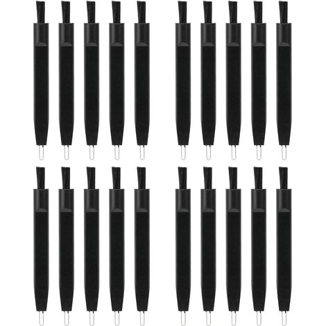 Lot de 20 brosses de nettoyage multifonctions noires pour aides auditives avec boucle à cérumen et aimant (1/5)