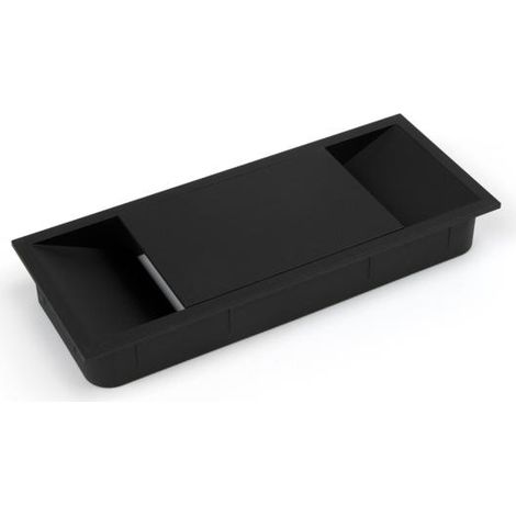 Emuca Passe-câbles table, rectangulaire, 152 x 61 mm, pour encastrer, Plastique, Noir - talla