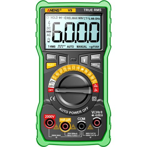 Multimeter mit 6000 Zählern, 2000-V-Voltmeter, Kapazitätsmesser, AC/DC-Voltmeter, Amperemeter