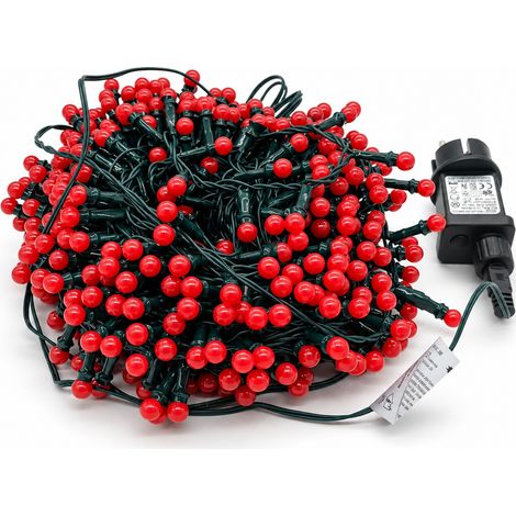 Catena Luminosa Natale 500 LED Reflex Rossi 18 Metri 8 Giochi di Luce Perline Rosse Cavo Verde per Albero Interno Esterno (1/5)