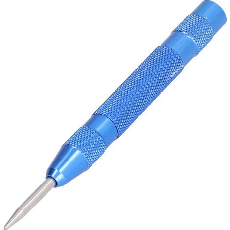 Poinçon de centrage automatique en acier trempé, pointe interchangeable, réglage de force pour perçage précis - Bleu