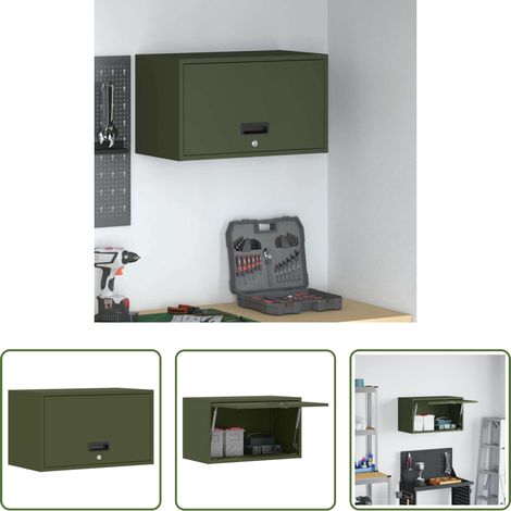 vidaXL Armoire vert olive -  Armoire murale pour garage Vert olive 60 x 33 x 35 cm (1/5)