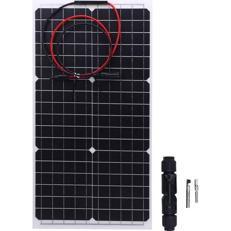 Ortviai Panneau Solaire 30 W 18 V Semi-flexible Étanche IP65 en Silicium Monocristallin pour Camping, VR et Serre