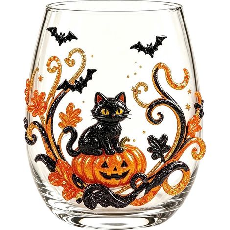 Mundgeblasenes Whiskyglas, Halloween-Design (1/2)