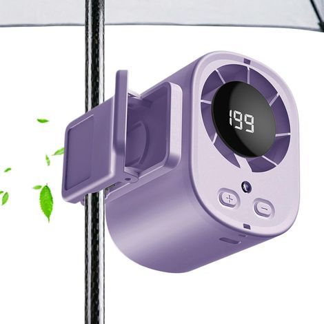 Mini ventilateur à pince — 199 vitesses de ventilation, rechargeable, refroidissement silencieux — Mini ventilateur portable [Violet] (1/5)