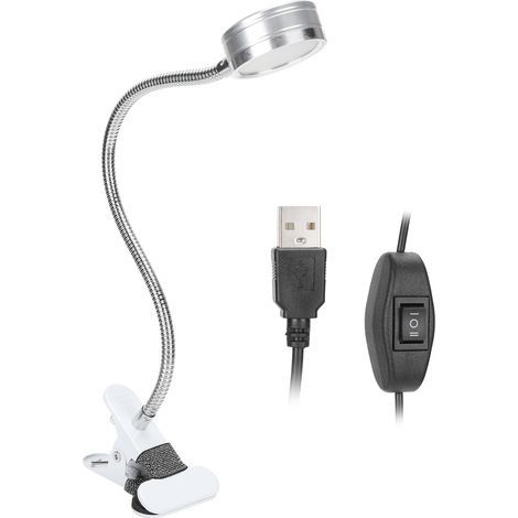 Lámpara de escritorio Jeffergarden para sala de estar, lámpara con pinza USB, temperatura de color cálida y fría, 360 grados, lámpara de lectura con cuello de cisne ajustable para belleza, manicura y (1/4)