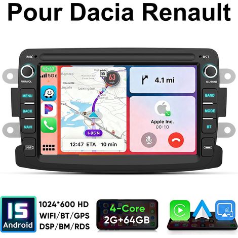 7 pouces Carplay 4 cœurs Autoradio pour Dacia Renault 64GB BT JUNSUN (1/5)