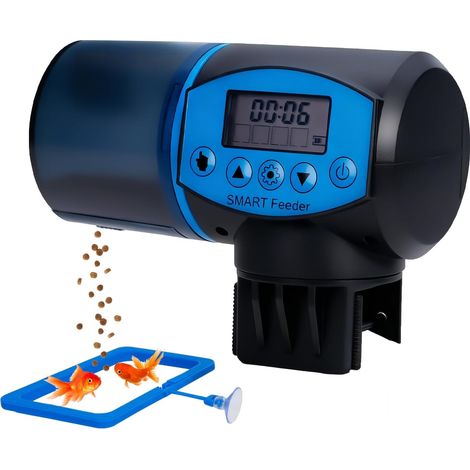 Mangeoire automatique pour aquarium, mangeoire automatique pour poissons avec écran LCD, peut être réglée pour quatre temps d'alimentation programmés (1/5)
