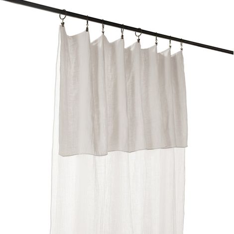 Rideau ajustable 140 x 300 cm en double gaze de coton blanc - PEPA (1/5)