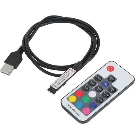 Contrôleur LED RGB - 5V-24V USB Avec Télécommande RF 17 Touches - Modes Dynamiques Et Variation De Luminosité - Pour Décoration Intérieure (1/5)