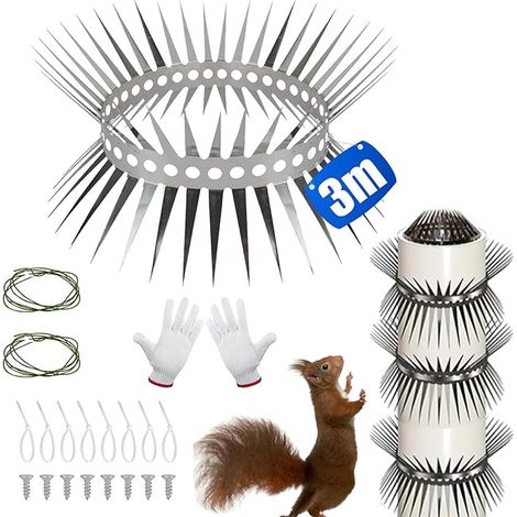 Vtizikl 300cm Ceinture Anti Fouine, Anti Chats, Descente Ceinture Martres, Acier Inoxydable, avec Accessoires, pour Maison, Gouttière, Arbre (1/5)