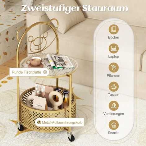 Beistelltisch glas mit rollen 2 stufiger glastisch rund mit barenmuster wei