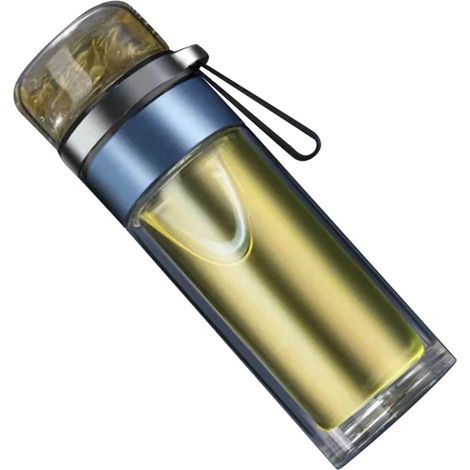 Bouteille de thé transparente en verre, eau portable et séparation bleue (1/5)