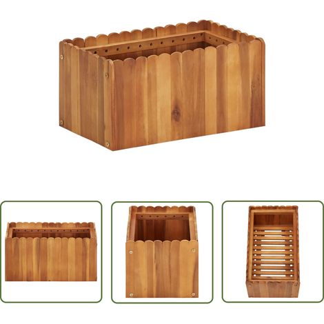 Lit surélevé de jardin 50x30x25 cm Bois massif d'acacia (1/5)