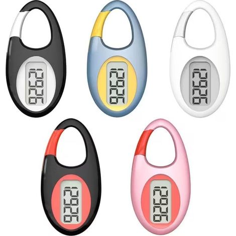 Contapassi per camminare, semplice contapassi con cordino e moschettone per tutte le età, colore bianco.