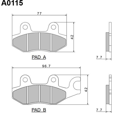 PLAQUETTES DE FREIN SEMI-MÉTALLIQUES PREMIUM NISSIN 2024/10 KH165 / KH215 (ECE R90) (FABRIQUÉES AU JAPON) (2P-212NS) (1/5)