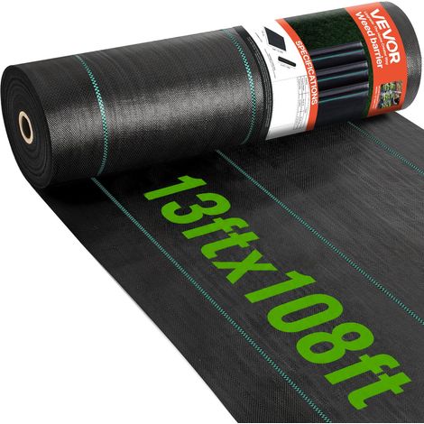 Tissu géotextile tissé de qualité supérieure, résistant aux mauvaises herbes, 13 x 108 pieds, tissu géotextile tissé sous le gravier, haute perméabilité pour tapis anti-mauvaises herbes, tissu d'allée (1/5)