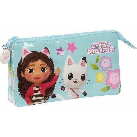 Estuche triple - SAFTA - Gabby's Dollhouse - azul claro - sintético - niño (1/3)