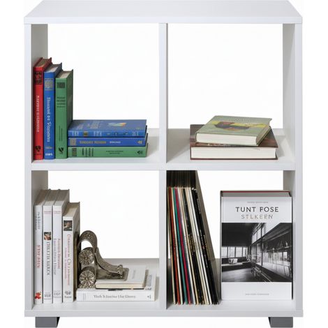Libreria in Legno con 4 ripiani Leonardo Bianco
