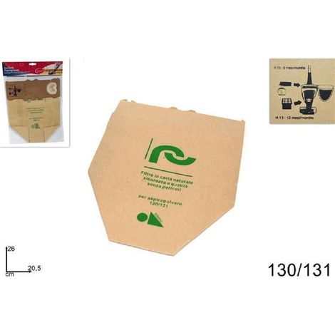 Trade Shop - SET MIT 12 FILTERBEUTELN AUS NATURPAPIER FÜR STAUBSAUGER MODELLE 130/131 -
