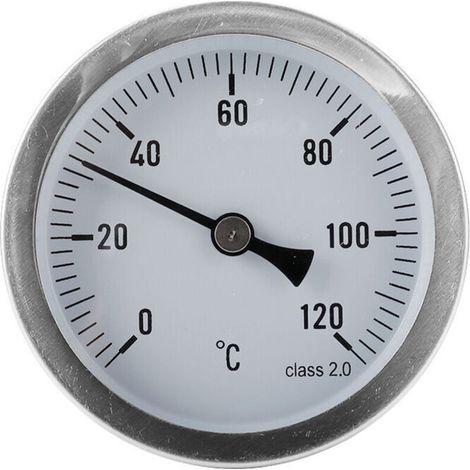 Bimetall-Nadelthermometer für Heizungsanlagen und Kessel, 120 Grad, 1/2"-Ausführung, rückseitiger Anschluss, verchromtes Stahlblech (1/5)