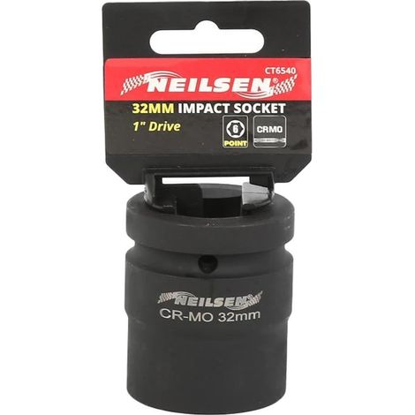 Neilsen 1" Drive Standard Shallow Square Metric Single Impact Socket 32mm (1/2)