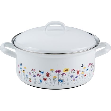 Casseruola Riess Flora con coperchio Ø22cm Paese smaltato a induzione