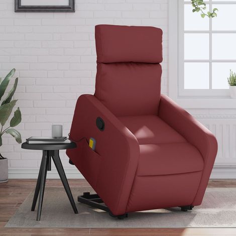 Fauteuil inclinable de massage-Chaise de relaxation-Fauteuil Relax Rouge bordeaux Similicuir 379723 (1/5)