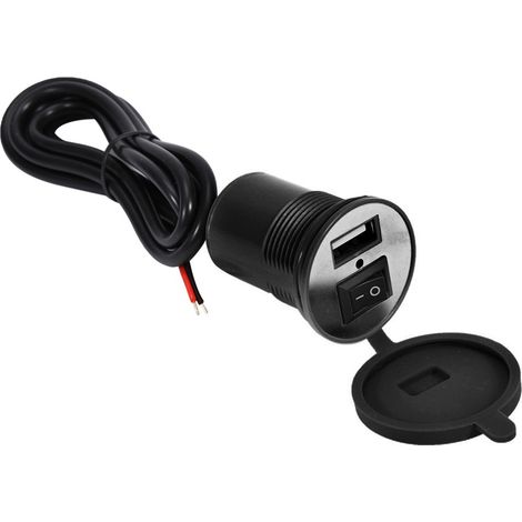 Support Téléphone Moto Guidon Étanche Chargeur USB 12V avec Interrupteur (Noir) (1/3)