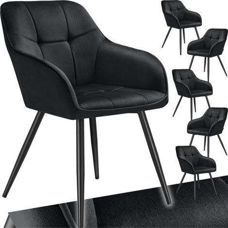 Lot 6 chaises rembourrées en velours matelassé et dossier continu noir (1/5)