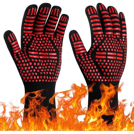 gants Pour Grillades En Plein Air (rouges), Gants Pour Four Rsistant La Chaleur Jusqu' 800c, Gants De Cuisine Antidrapants, Gants Pour Grillades/ (1/5)