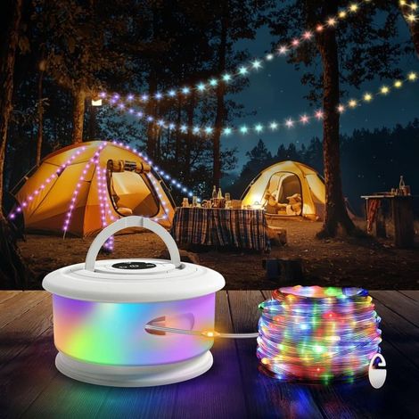 Guirlande lumineuse extérieure 10 m – LED RGB 3 en 1 avec chargement USB-C pour le campingTFTF-AquaForge (1/5)