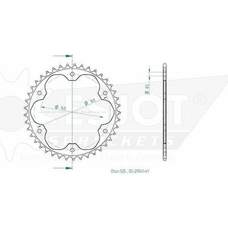 Couronne transmission Esjot pour moto BMW 800 F Gs 2008 41 dts