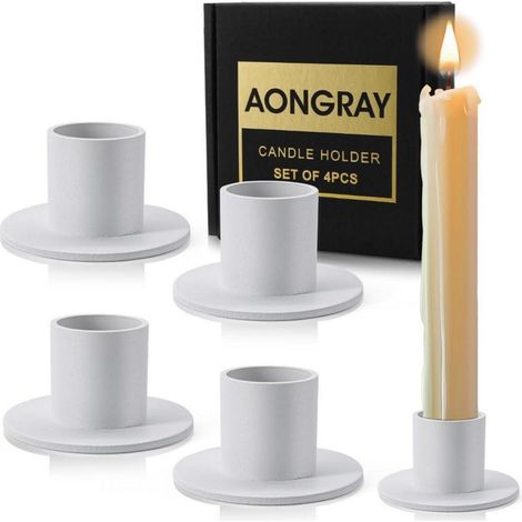 Kerzenständer Stabkerzenhalter Wohnzimmer Esszimmer 4 Stück Weiß (1/5)