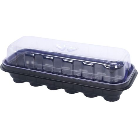 Wachstumsschalen mit transparentem Deckel, 27 x 10 x 5,4 cm, Heizmatten für den Gartenbau, hydroponischer Gemüseanbau, kleine Pflanzenvermehrungszellen  Setzlingsschale für den Indoor-Gartenbau