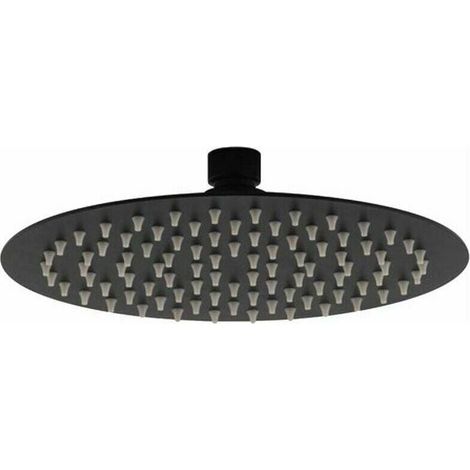 Plaque De Douche Ronde - Ø 200 mm - Acier Inoxydable 304 - Finition Noir Mat - Raccord Universel 1/2 G - Pour Cabine De Douche
