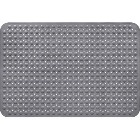 Tapis de Douche Antidérapant 80 x 120 cm, Natte de Douches avec Trous de Drainage et Ventouses, pour Receveur Allongé, Salle, Cabine, Sauna(Gris) (1/5)