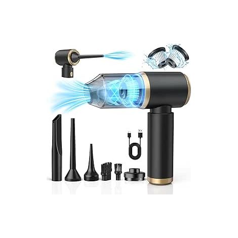 Aspirateur À Main - 18000 Pa - 2 Vitesses - Batterie 4000 Mah - Fonction 4 En 1 (Aspiration Soufflage Gonflage Succion) - Réservoir 180 Ml - Filtre Hepa - Pour Voiture Maison Bureau (1/5)