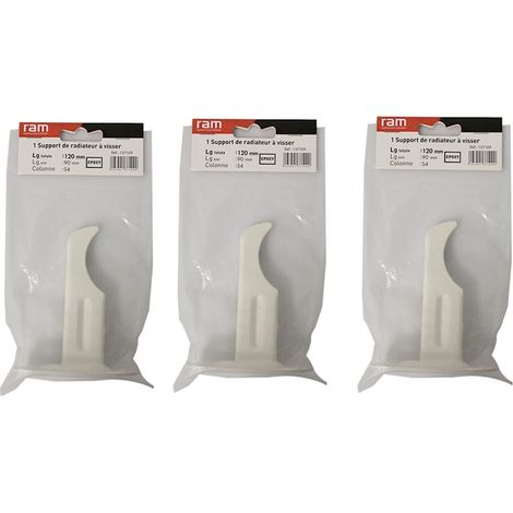 Lot de 3 supports à visser pour radiateur en fonte type rideau - longueur axe 90 mm - longueur totale 120 mm - Ram (1/3)