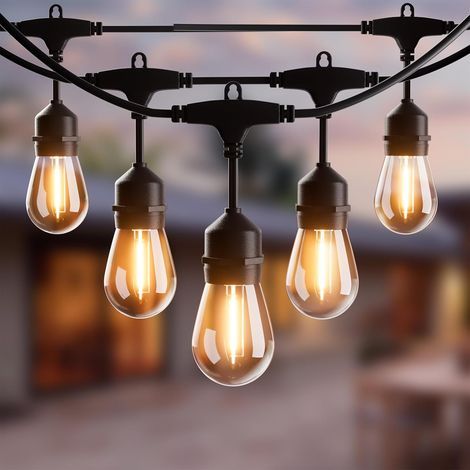 String of 15M LED Lights, S14 E27, IP65 Waterproof, Copper Cable, Garden, Christmas, Wedding (1/5)