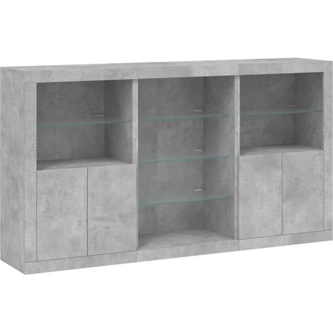 Credenza buffet cassettiera mobile contenitore organizer cucina soggiorno soggiorno con luci a LED 181,5 x 37 x 100 cm grigio 020029986