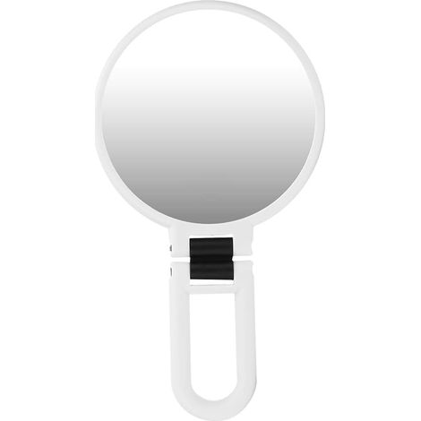 Miroir de Maquillage Double Face, Portable et Pliable, grossissant 5X, pour la Maison et Les Voyages, Verre ABS Blanc, 5.3 Pouces (1/5)