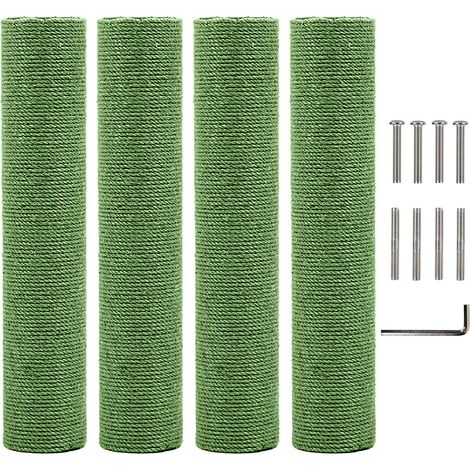 Lot de 4 griffoirs de rechange en jute naturelle de 38,1 cm pour chat, arbre à chat, poteau de recharge, corde de chanvre, griffoir, perchoir pour intérieur, chaton, vert (1/5)