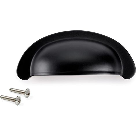 emuca tirador para mueble alberic, l77mm, intereje 64mm, zamak, pintado negro
