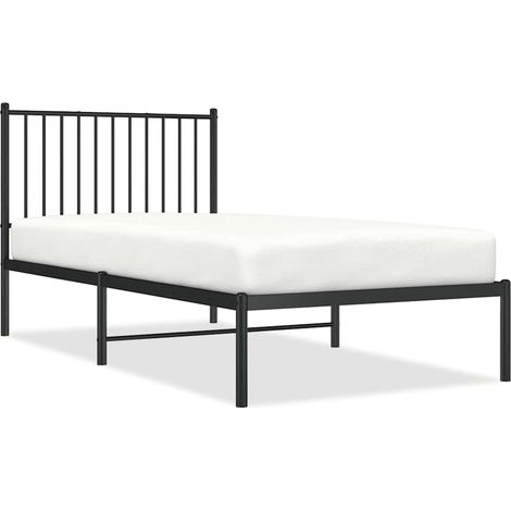 Lit simple,Lit adulte,Cadre de lit métal sans matelas avec tête de lit noir 90x190 cm CFW4256159 (1/5)
